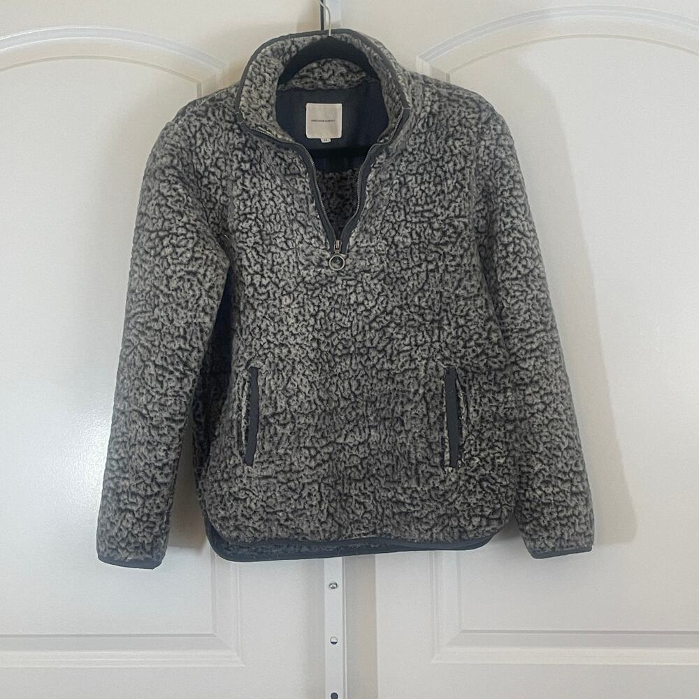 Thread & Supply Fleece Quarter Zip Sherpa Pullover - Womens Size XS - Charcoal